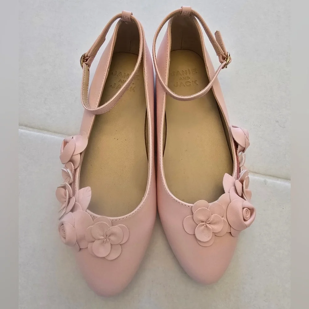 Janie And Jack Flower Ballet Girls Flats Size 4k In Pink